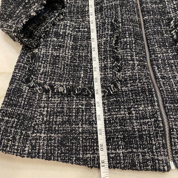 J.Crew Tweed Jacket Size 6 Black White Fringe Full Zip - Picture 8 of 15